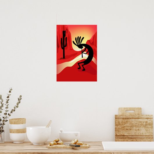 Kokopelli Sunset Poster (Keuken)
