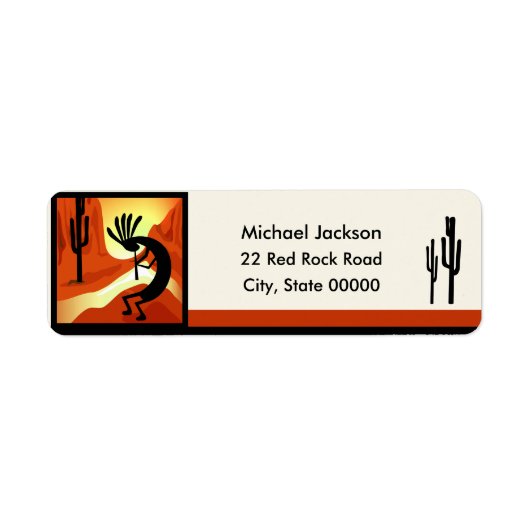 Kokopelli Sunset Return Address Etiket (Voorkant)
