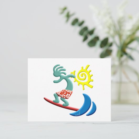 Kokopelli Surfing Briefkaart (Staand voorkant)