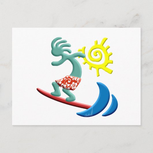 Kokopelli Surfing Briefkaart (Voorkant)