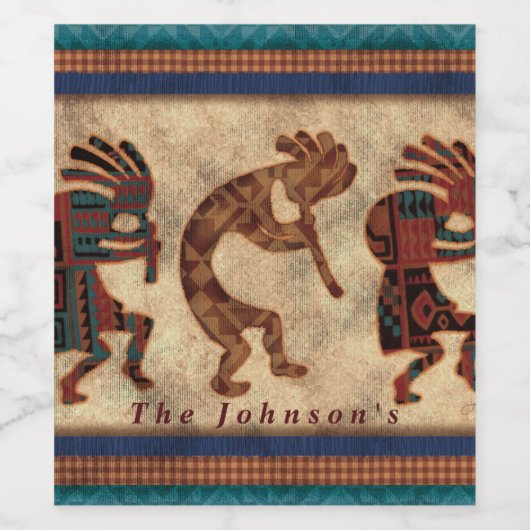 Kokopelli Trio Wijn Etiket (Enkel label)