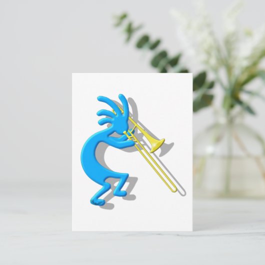 Kokopelli Trombone Briefkaart (Staand voorkant)