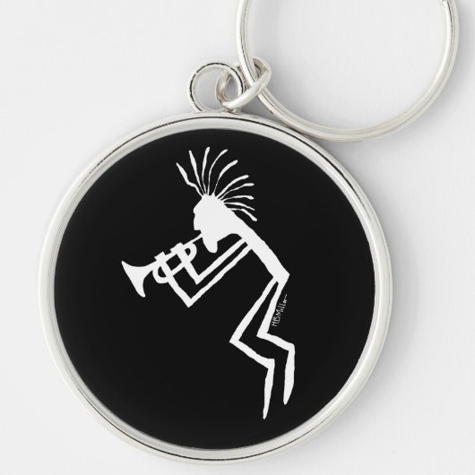 Kokopelli Trompetspeler Petroglyphe Sleutelhanger (Voorkant)
