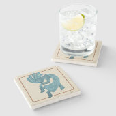 Kokopelli, Turquoise Outlining, Southwest Stenen Onderzetter (Zijkant)