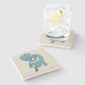 Kokopelli, Turquoise, Southwestern Stenen Onderzetter (Zijkant)