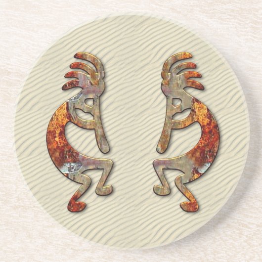 Kokopelli TwoSq Zandsteen Onderzetter (Voorkant)