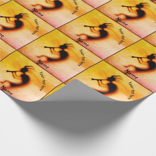 Kokopelli Vreugde Veel Geluk Gepersonaliseerd Cadeaupapier (Hoek)
