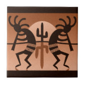 Kokopelli woestijn zon cactus zuidwesten keramisch tegeltje (Voorkant)