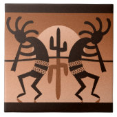 Kokopelli woestijn zon cactus zuidwesten keramisch tegeltje (Voorkant)