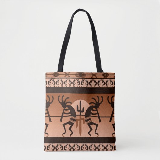 Kokopelli woestijn zon cactus zuidwesten patroon tote bag (Voorkant)