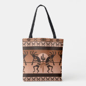 Kokopelli woestijn zon cactus zuidwesten patroon tote bag (Achterkant)