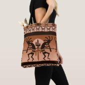 Kokopelli woestijn zon cactus zuidwesten patroon tote bag (Dichtbij)