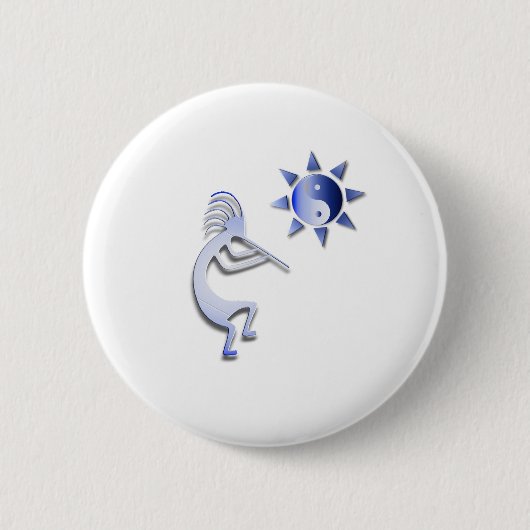Kokopelli Yin Yang Sun Ronde Button 5,7 Cm (Voorkant)