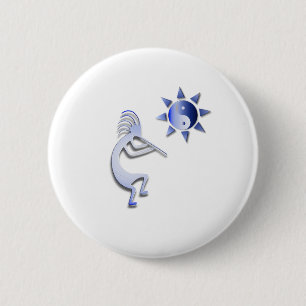 Kokopelli Yin Yang Sun Ronde Button 5,7 Cm