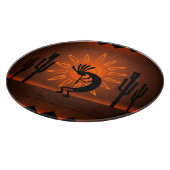 Kokopelli Zon Bronzen Zonsondergang Woestijn 12" R Snijplank (Hoek)