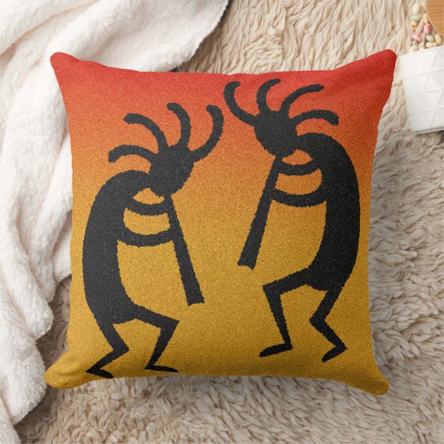 Kokopelli Zonsondergang Zuidwest Design Kussen (Deken)