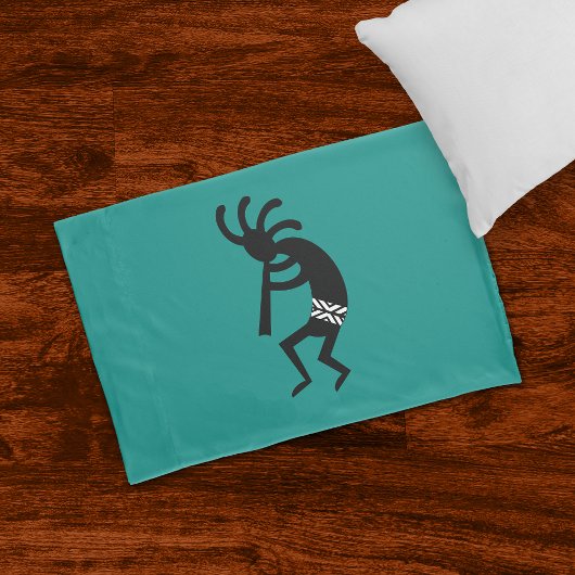 Kokopelli zuidwest Blauwgroen en zwart kussen Hoes