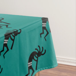 Kokopelli zuidwest Blauwgroen en zwart tafelkleed