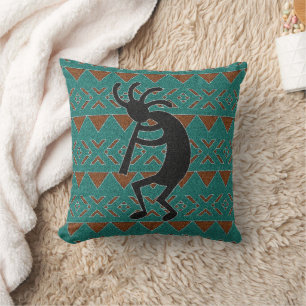 Kokopelli zuidwest turquoise decoratief kussen