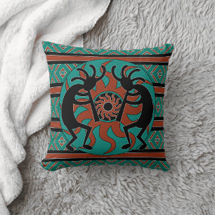Kokopelli zuidwest turquoise decoratief kussen