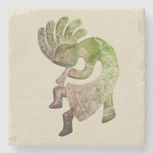 Kokopelli, Zuidwestelijke Pastel Stenen Onderzetter (Voorkant)