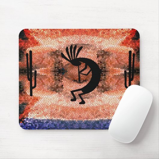 Kokopelli zuidwestelijke woestijn mozaïek zonsonde muismat (Met muis)