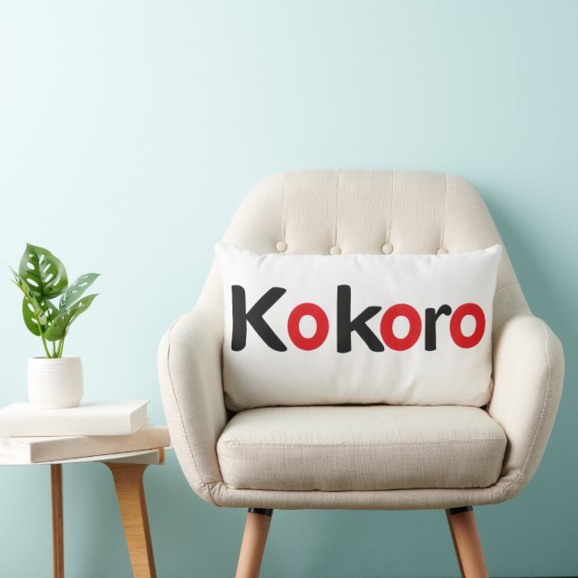 Kokoro Zwarte en rode tekst Kussen (Stoel)