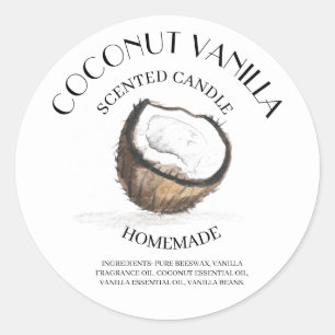 Kokos Vanille Huisgemaakte Ingredienten Typografie Ronde Sticker