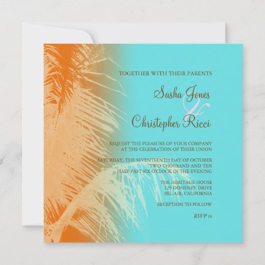 Kokosbladeren silhouet kaart (Achterkant)