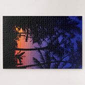 Kokosboom bij de zonsondergang 1014 stuks legpuzzel (Horizontaal)