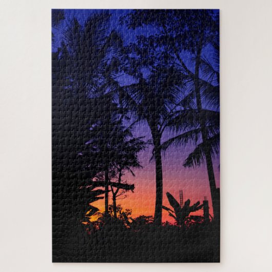 Kokosboom bij de zonsondergang 1014 stuks legpuzzel (Verticaal)