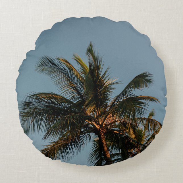 Kokosboom Rond Kussen (Voorkant)
