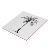 Kokosboom zwart-wit tegeltje (Zijkant)