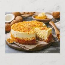 Kokoscake met ingrediënten rondom