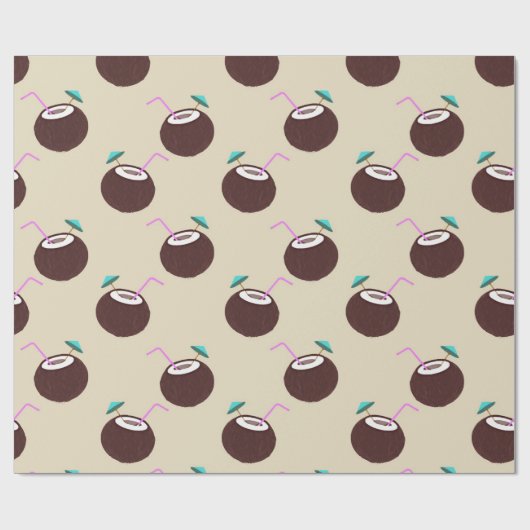 Kokoscocktail met stroperpatroon - zomerstrand cadeaupapier (Vlak)