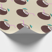 Kokoscocktail met stroperpatroon - zomerstrand cadeaupapier (Hoek)