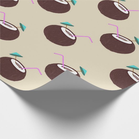 Kokoscocktail met stroperpatroon - zomerstrand cadeaupapier (Hoek)