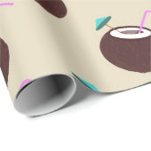 Kokoscocktail met stroperpatroon - zomerstrand cadeaupapier (Rol Hoek)