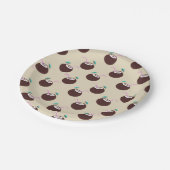 Kokoscocktail met stroperpatroon - zomerstrand papieren bordje (Gekanteld)