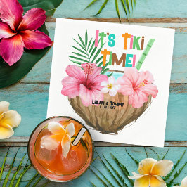 Kokoscocktail Tropische Tiki Bruiloft voor Koppels Servet