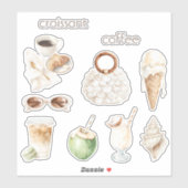 Kokoscroissant & koffie sticker (Vel)