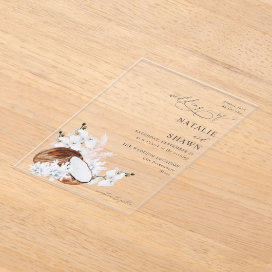 Kokoskoraal en without acryl uitnodigingen (Laagn)