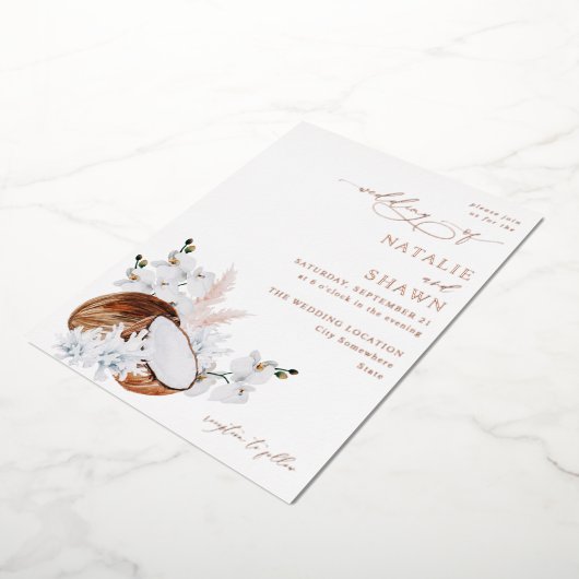 Kokoskoraal en without folie uitnodiging (Gedraaid)