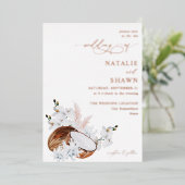 Kokoskoraal en without folie uitnodiging (Staand Voorkant)