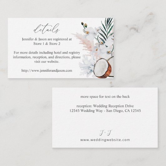 Kokoskoraal en witte flora - gegevens SM Informatiekaartje (Voorkant / Achterkant)