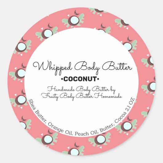 Kokoskosboter Bath branding Packaging Ronde Sticker (Voorkant)