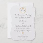 Kokosmelk Wit Gouden Folie Gouden Bijen Trouwen Kaart (Voorkant)