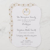 Kokosmelk Wit Gouden Folie Gouden Bijen Trouwen Kaart (Voorkant / Achterkant)