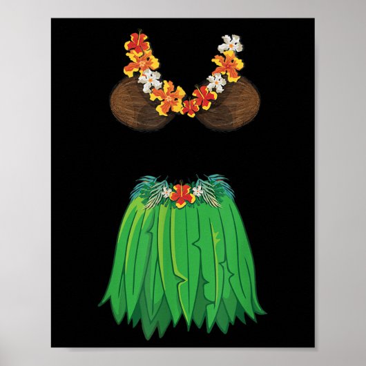 Kokosnoot BH GR Rokken Lei Bloemen Zomerfeest Haw Poster (Voorkant)