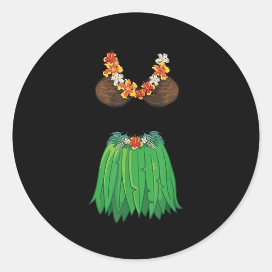 Kokosnoot BH GR Rokken Lei Bloemen Zomerfeest Haw Ronde Sticker (Voorkant)
